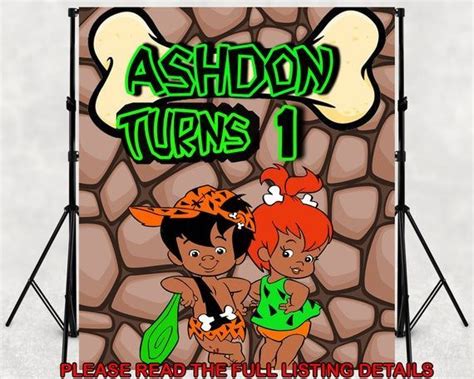 African American Bam Bam & Pebbles Vinyl Backdrop - The Flin