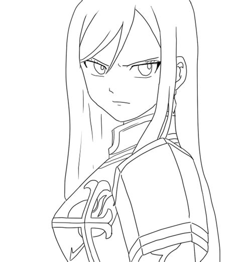Fairy Tail Erza Coloring Pages Fairy Tail Drawing Anime Lineart