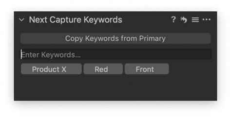 The Next Capture Keywords tool - Capture One