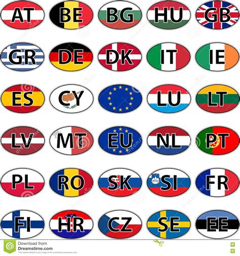 Oval Sticker Flag Of The European Union Countries Stock Go Car