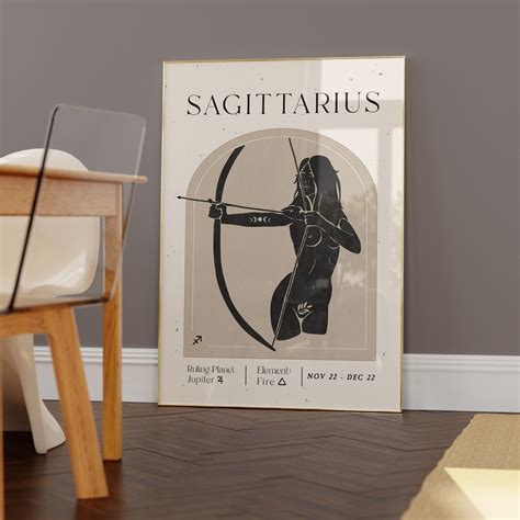 Sagittarius Zodiac Goddess Wall Art Posterprintable Zodiac Art
