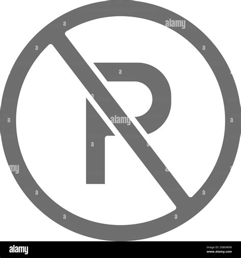 No Parking Sign Grey Icon Isolated On White Background Stock Vector