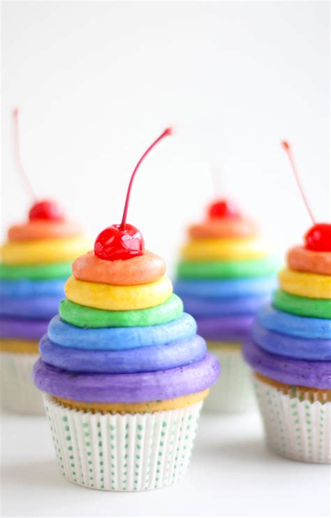 Divide batter into five bowls. Rainbow Frosting Cupcakes | Sprinkle Bakes