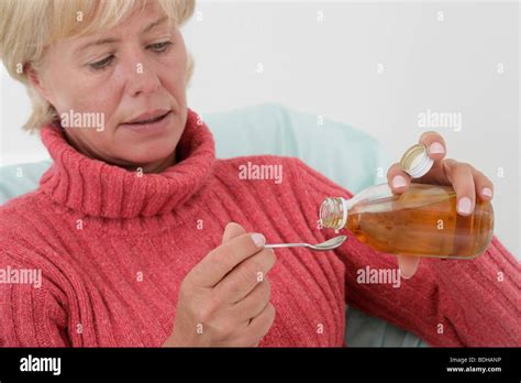 Coughing Treatment Elderly Pers Stock Photo Alamy