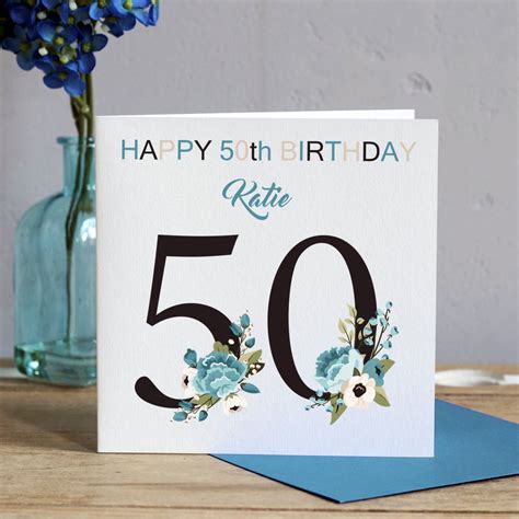 50th Birthday Card Floral By Lisa Marie Designs