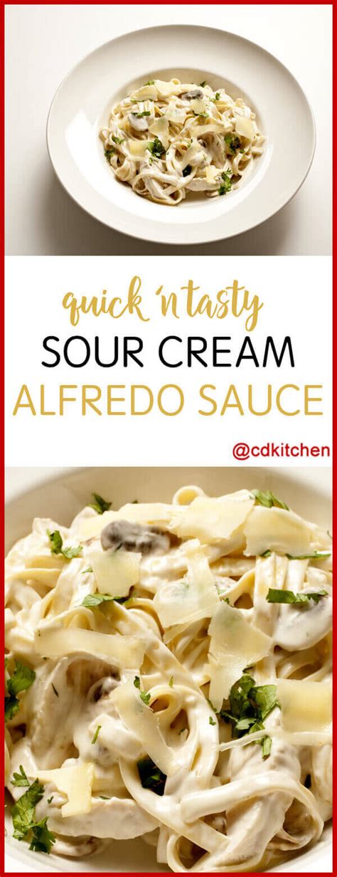 Made with skim milk, broth what i didn't want, was a heavy cream, cream cheese filled sauce that would make me feel too full and weigh me down. Quick 'n' Tasty Sour Cream Alfredo Sauce Recipe from CDKitchen