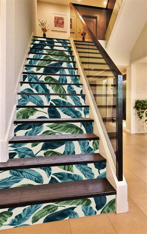 decals stickers and vinyl art 3d lotus leaf stair risers decoration photo mural vinyl decal