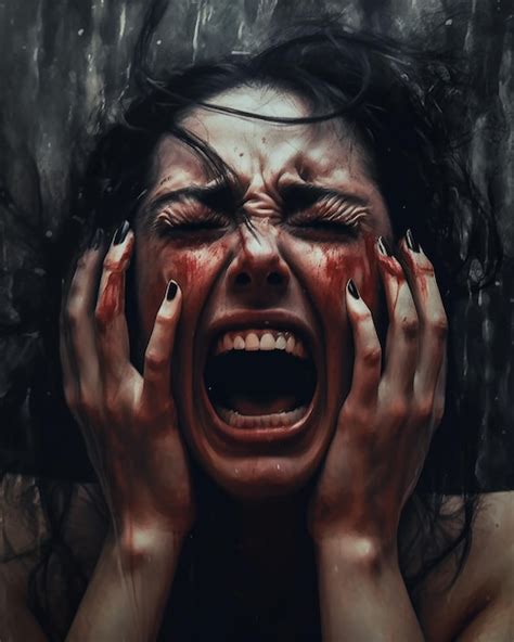 Premium Ai Image Yung Giral Face Close Up Woman Screaming With Terror