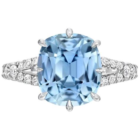 Natural Blue Sapphire Ring Unheated Burma Sapphire Diamond Platinum