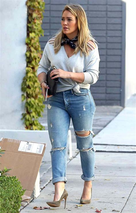 Hilary Duff Updates The Cold Shoulder Trend For Fall In A Crush Worthy Sweater Instyle