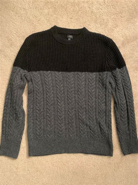 Jcrew Merino Wool Mixed Knit Crewneck Sweater Carbon Grayblack Grailed