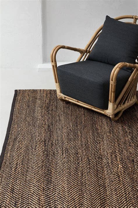 Serengeti Weave Rug Charcoal And Natural Patterned Jute