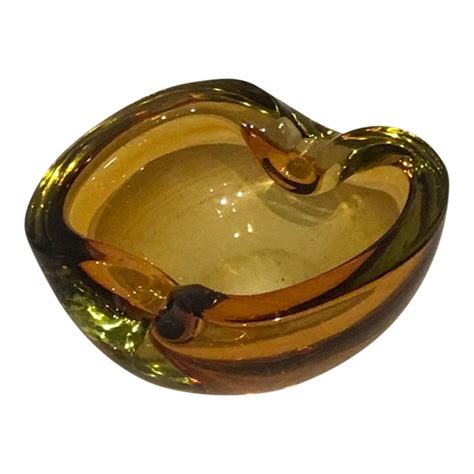 Vintage Murano Amber Art Glass Ashtray Chairish