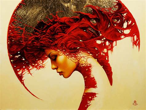Pintura Karol Bak Fantasy Paintings Female Art Red Portrait