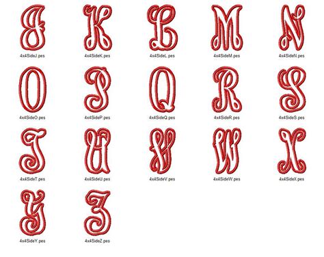 4x4 Size Intertwined Monogram Applique Machine Embroidery Alphabet