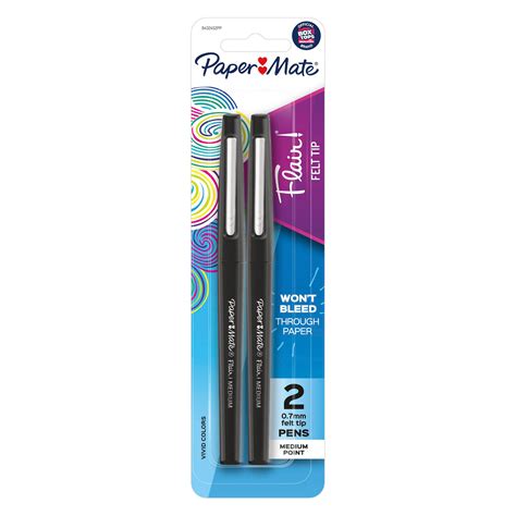 Paper Mate Flair Felt Tip Pens Black 2 Count