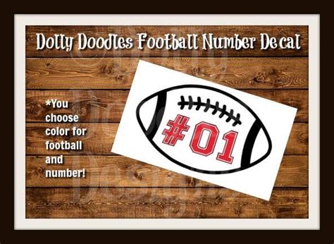 Football Number Decal Football Vinyl Decal Personalized Sticker By