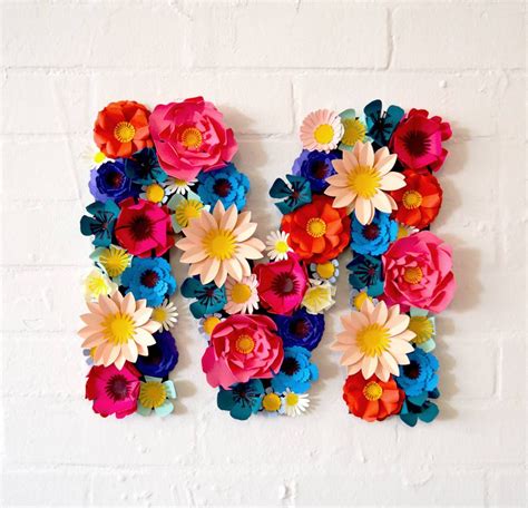 Handmade Paper Flower Initial Paper Flower Letters Paper Flowers Flower Letters