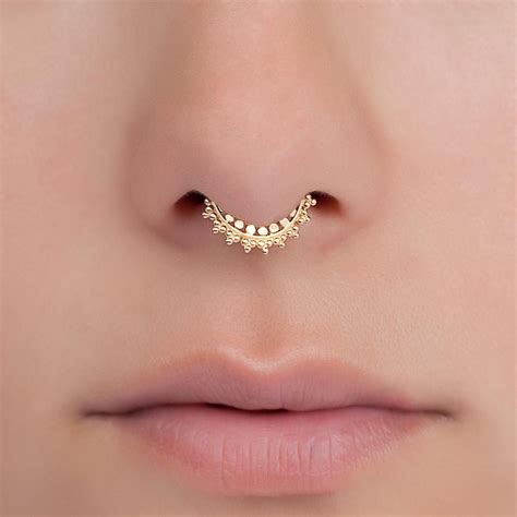Tiny Gold Fake Indian Septum Ring Gold Plated Brass Septum Nose