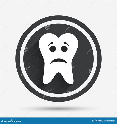 Tooth Sad Face Sign Icon Aching Tooth Symbol Stock Vector