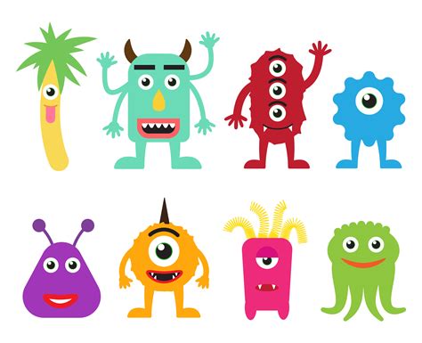 Collection Of Cute Cartoon Monsters Vector Illustration 538821 Vector