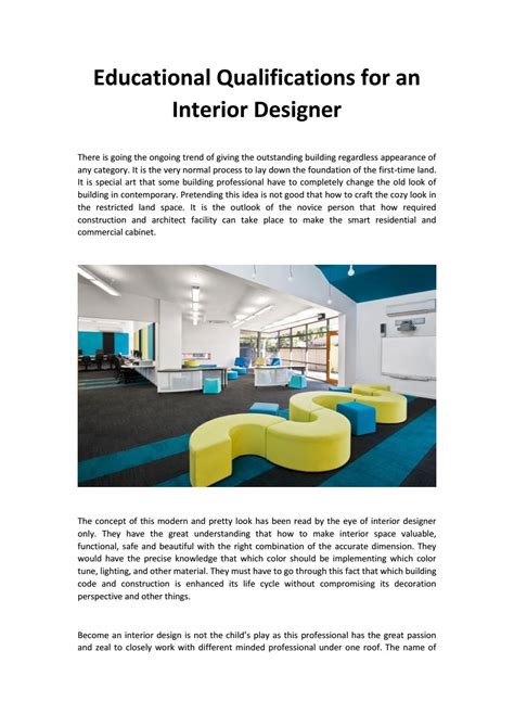 Educational Qualifications For An Interior Designer By