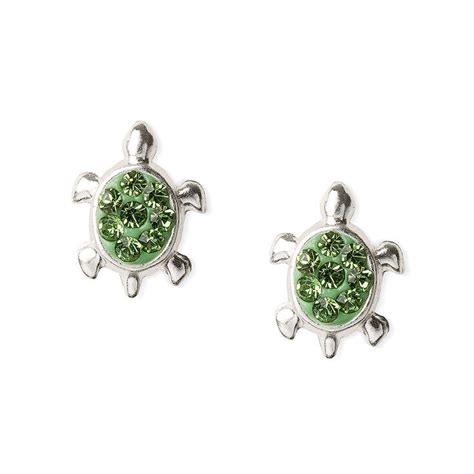 2pcs mens womens girls diamond cut crystal sterling silver ear studs earrings. Sterling Silver Turtle Stud Earrings | Claire's US