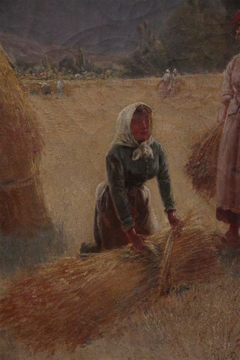Oil Painting Of Women Working In Field Early 20th Century Ebth
