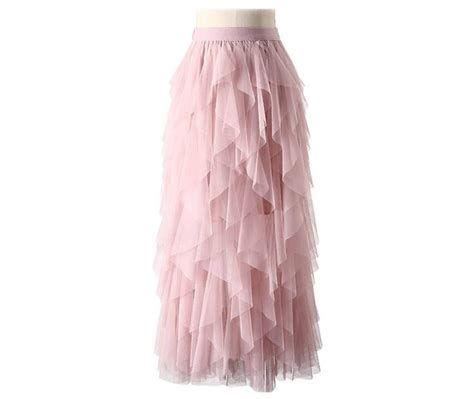 Pink Tulle High Waist Pleated Maxi Skirt Uniqistic Com