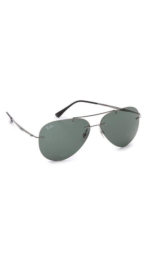 lyst ray ban light tech aviator sunglasses in metallic for men