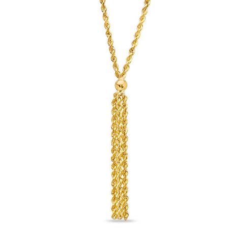 Whether with or without gemstone or pearls, in gold, silver or platinum, necklaces are available in every imaginable variation. 10K Gold Rope Tassel Necklace - 17.5" | Clearance Necklaces | Clearance | Zales