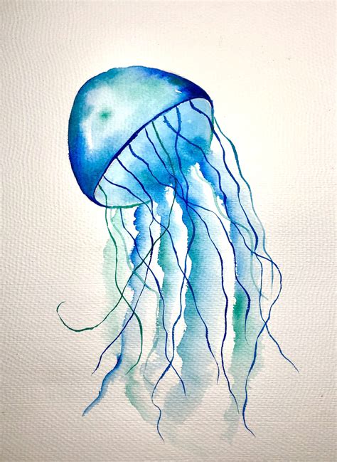 Jellyfish 🐠 Watercolor Jellyfish Turtle Watercolor Painting Art