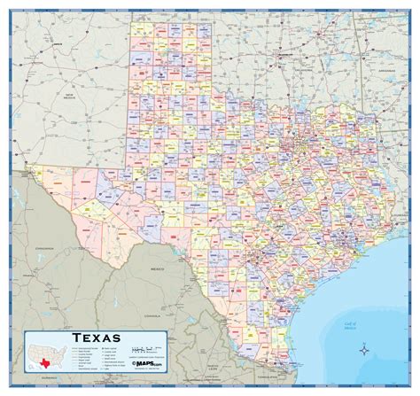 Texas Counties Wall Map | Maps.com.com