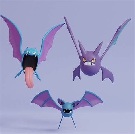 Pokemon Zubat Golbat And Crobat With Poses D Model D Printable