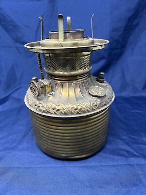 Antique Brass Drop In Burner Font Kerosene Oil Lamp Unmarked Partial Conversion Ebay