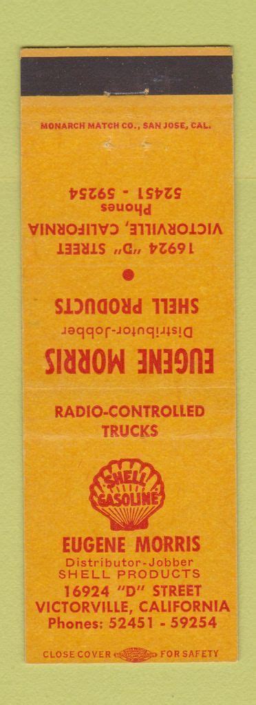 Send money internationally, transfer money to friends and family, pay bills in person and more at a western union location in apple valley, ca. Matchbook Cover - Eugene Morris Shell oil gas Victorville ...