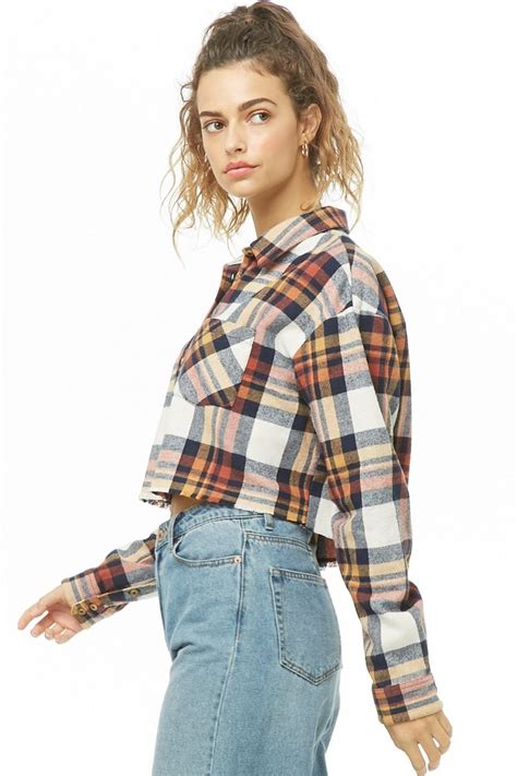 Cropped Flannel Shirt Forever 21 Flannel Shirt Woven Shirt Fashion