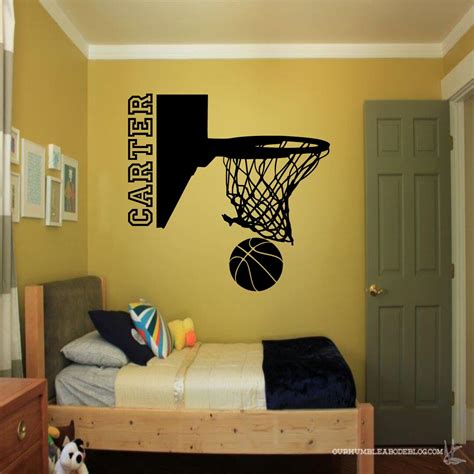 Basketball Hoop Wall Decal With Name Basketball Wall Decor Etsy