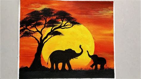 African Sunset How To Paint African Sunset Step By Step Acrylic