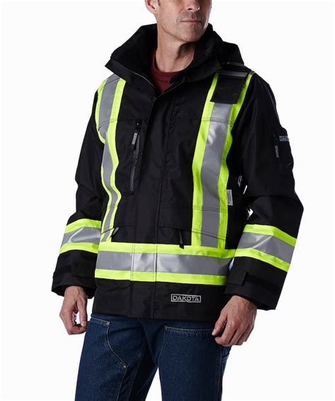 Dakota Workpro Series Mens Hi Vis Waterproof Rip Stop Jacket Marks