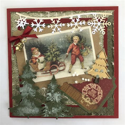 Vintage Style Christmas Card Sled Handmade By Lorraine Smallacombe