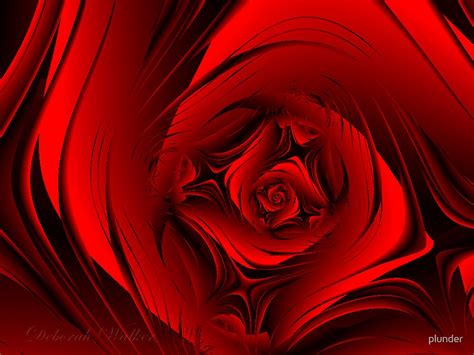 Red Fractal Rose 158 Views By Plunder Redbubble