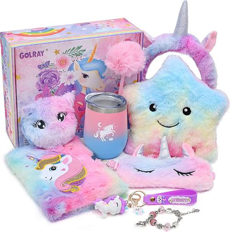 latocos unicorn ts for girls age 4 5 6 7 8 with light up star throw pillow plush diary with