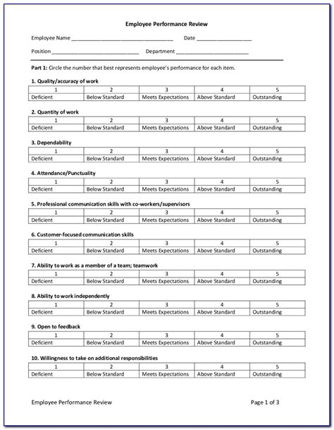 Free Employee Performance Review Form Pdf Form Resume Examples Xa Yja Opz