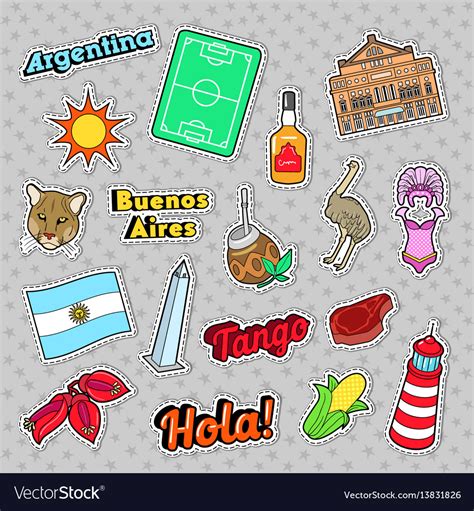 Argentina Travel Elements With Architecture Vector Image