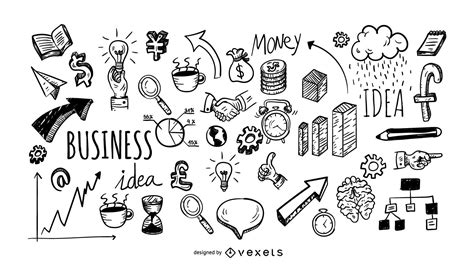 Business Doodle Icons Collection Vector Download