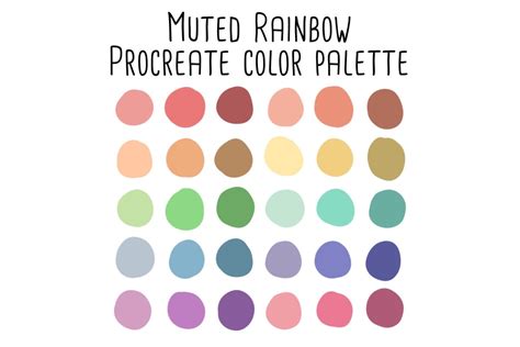 Muted Rainbow Procreate Color Palette Commercial Use Swatches File
