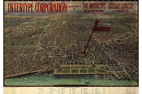 Map Of Chicago Central Business District 1916 Antique Birdseye Map