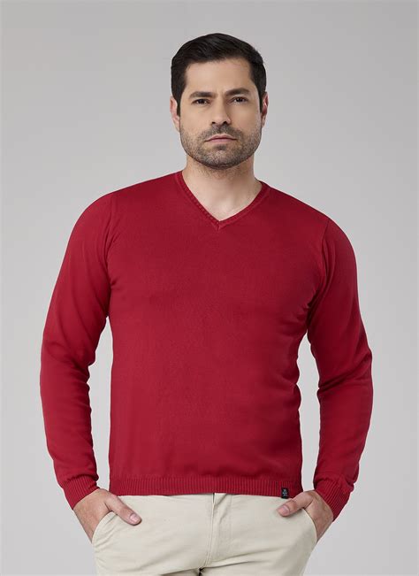 Suéter Masculino Decote V Vermelho