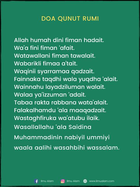 Faham makna bacaan dalam solat bahasa melayu. Bacaan Doa Qunut Subuh Rumi & Nazilah (Maksud & Terjemahan)